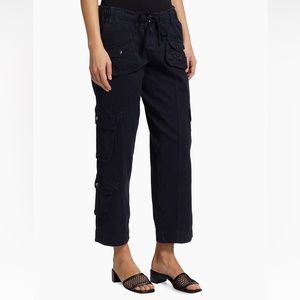 Free People Navy Tahiti Drawstring Cargo Pants